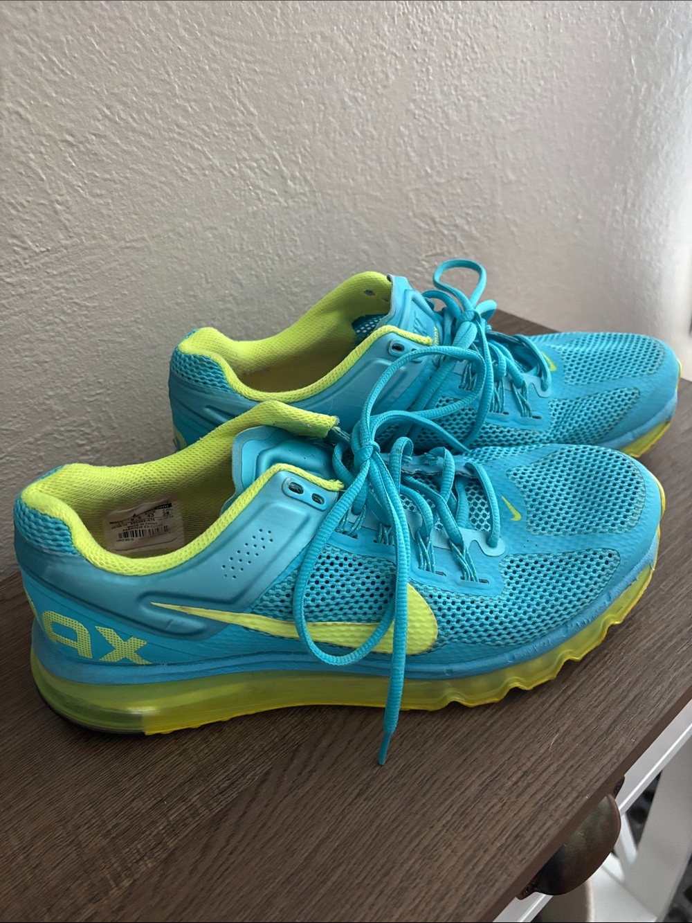 NIKE AIR MAX Womens Waffle Skin Gamma Blue Volt Neon Running Shoes Size 11
